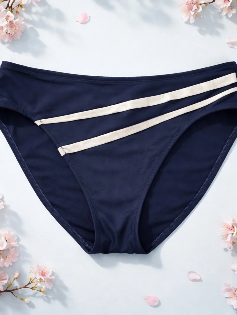 Vintage Gottex Navy Stripe High-Waist Bikini Set Size 8 Chic Nautique - Picture 4 of 14